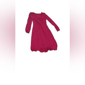 Armani Collezioni V Neck Fuschia Lettuce Edge Dress Sz 4